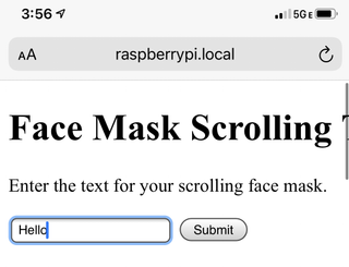 Raspberry Pi Scrolling Text Face Mask