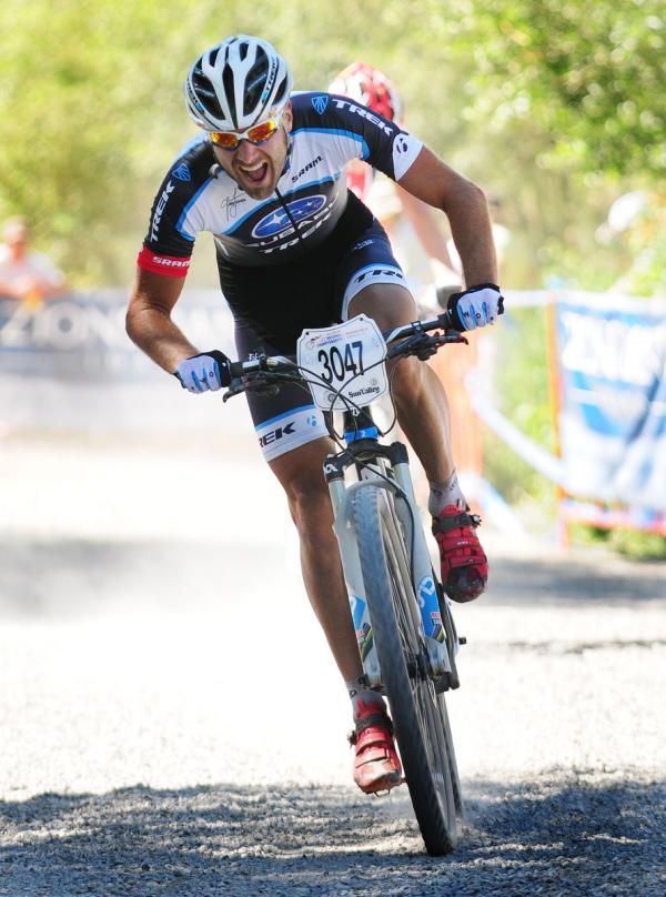 Jeremy Horgan-Kobelski (Subaru Trek) realizes that he has won the short track championship