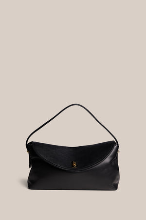 Sloane Large Black Leather Top Handle Crossbody
