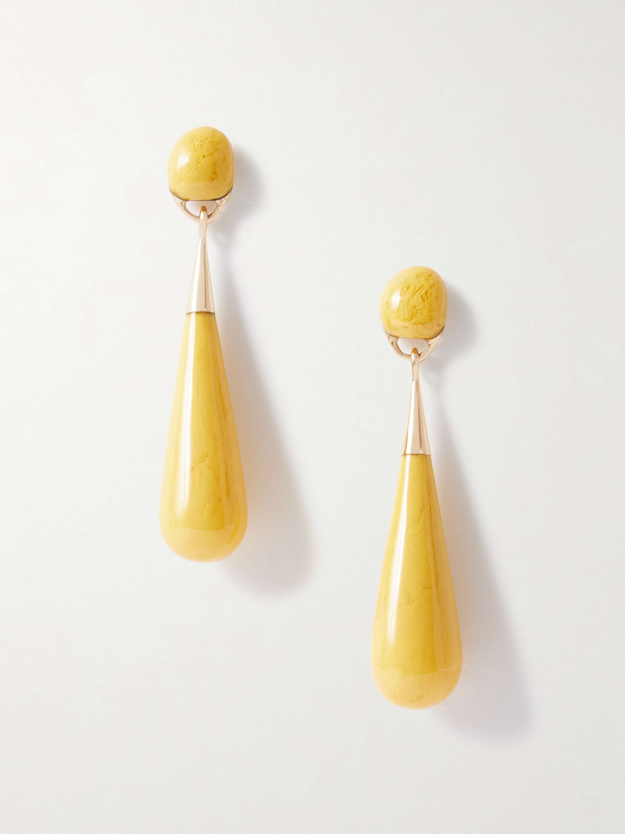 Dew Drop Large Gold-Tone Resin Earrings