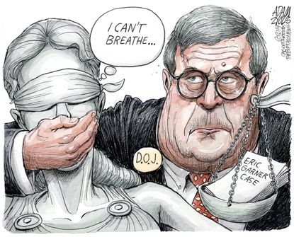 Political Cartoon U.S. AG Barr Eric Garner Case I Can't Breathe