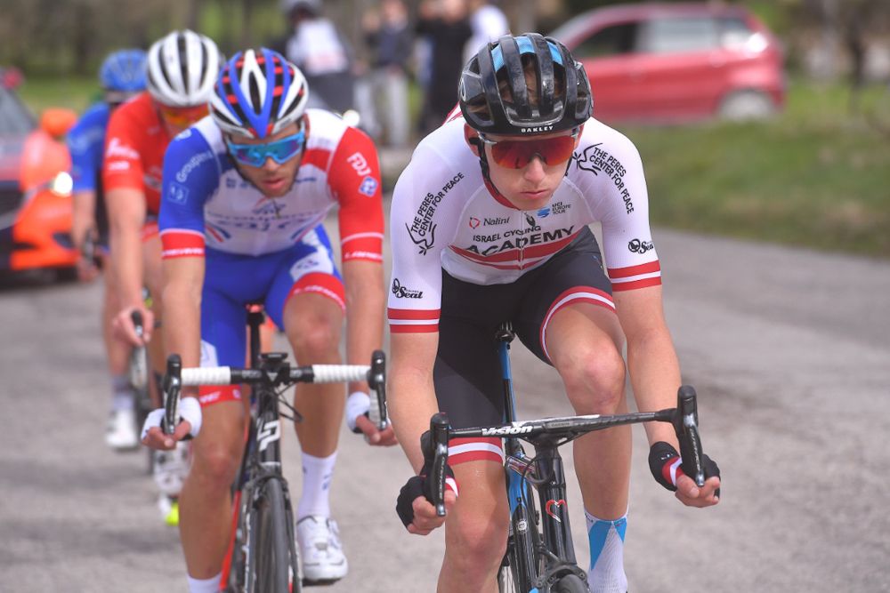 Israel Cycling Academy's Krists Neilands in the stage 4 breakaway at Tirreno-Adriatico