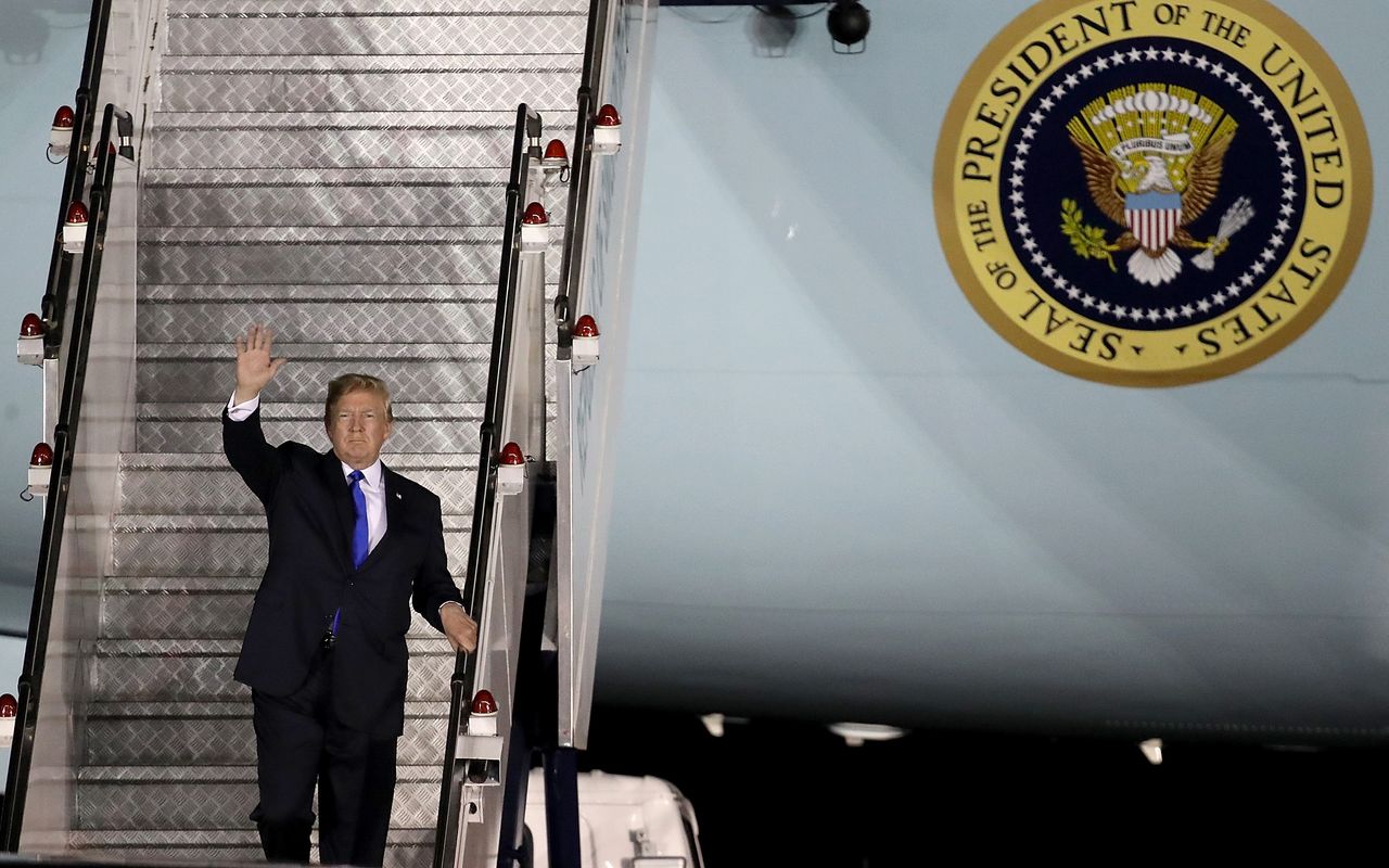 President Trump on Air Force One in Singapore