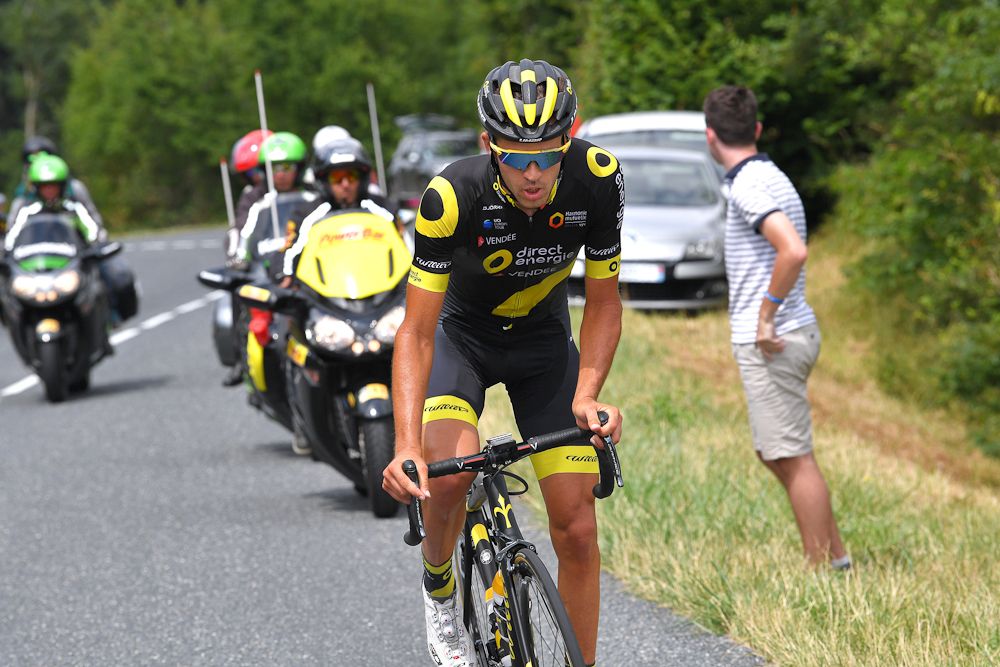 Lilian Calmejane make a solo move during stage 15