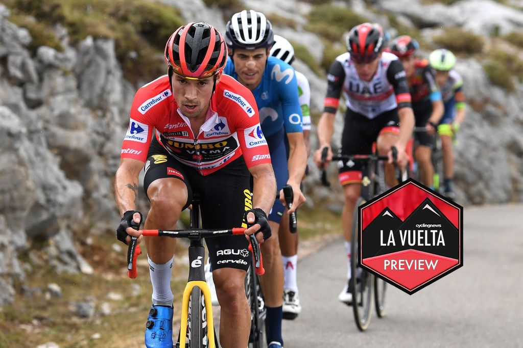 ALTU DEL GAMONITEIRU SPAIN SEPTEMBER 02 Primoz Roglic of Slovenia and Team Jumbo Visma red leader jersey competes during the 76th Tour of Spain 2021 Stage 18 a 1626km stage from Salas to Altu dEl Gamoniteiru 1770m lavuelta LaVuelta21 on September 02 2021 in Altu dEl Gamoniteiru Spain Photo by Tim de WaeleGetty Images