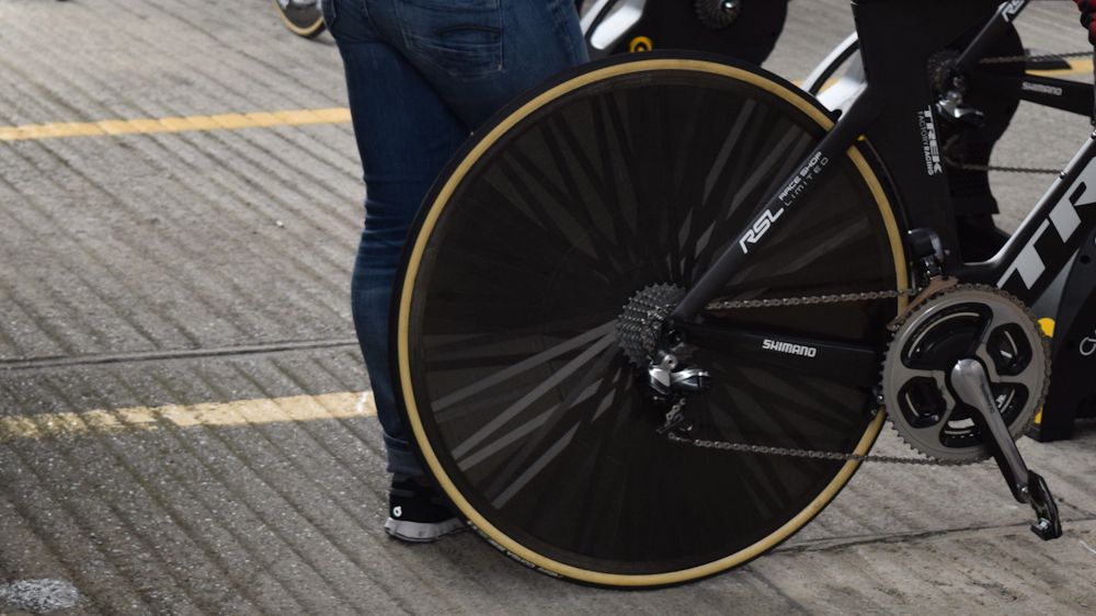 Prologue winner Fabio Felline was also riding a Lightweight Autobahn rear wheel, the only Trek-Segafredo rider to do so