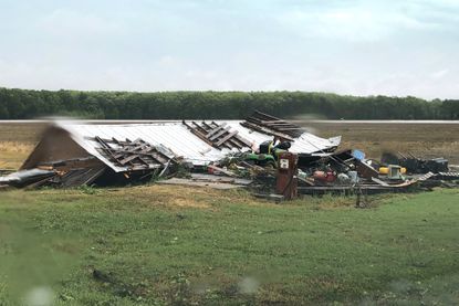 A destroyed shed in Yazoo County, Mississippi.