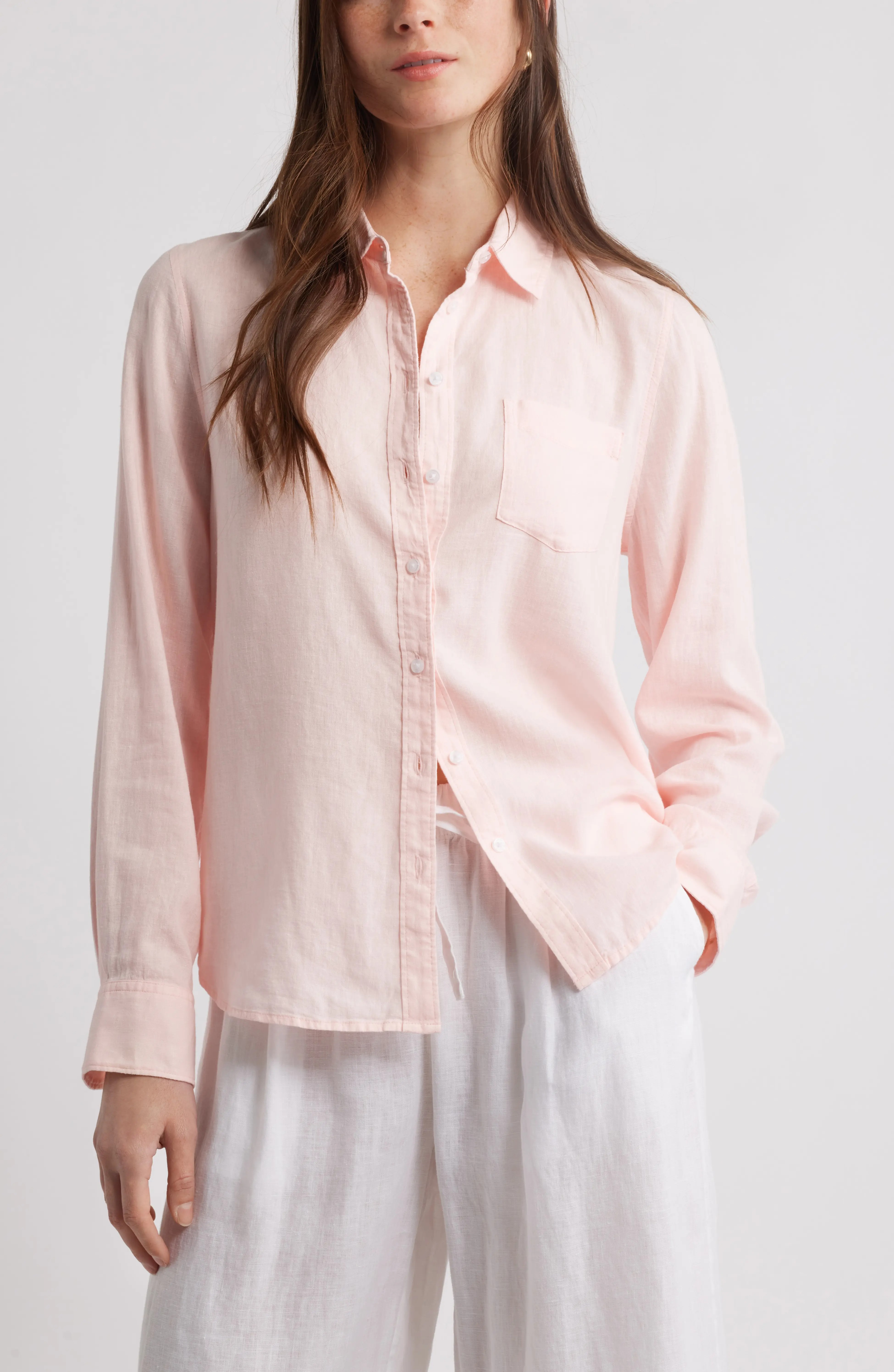 Caslon, Linen Blend Button-Up Shirt (Was $60) 