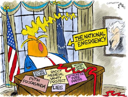 Political cartoon U.S. Trump national emergency