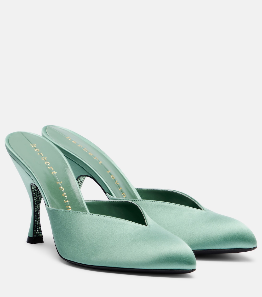 Sitting Pretty 95 Satin Mules in Green - Herbert Levine