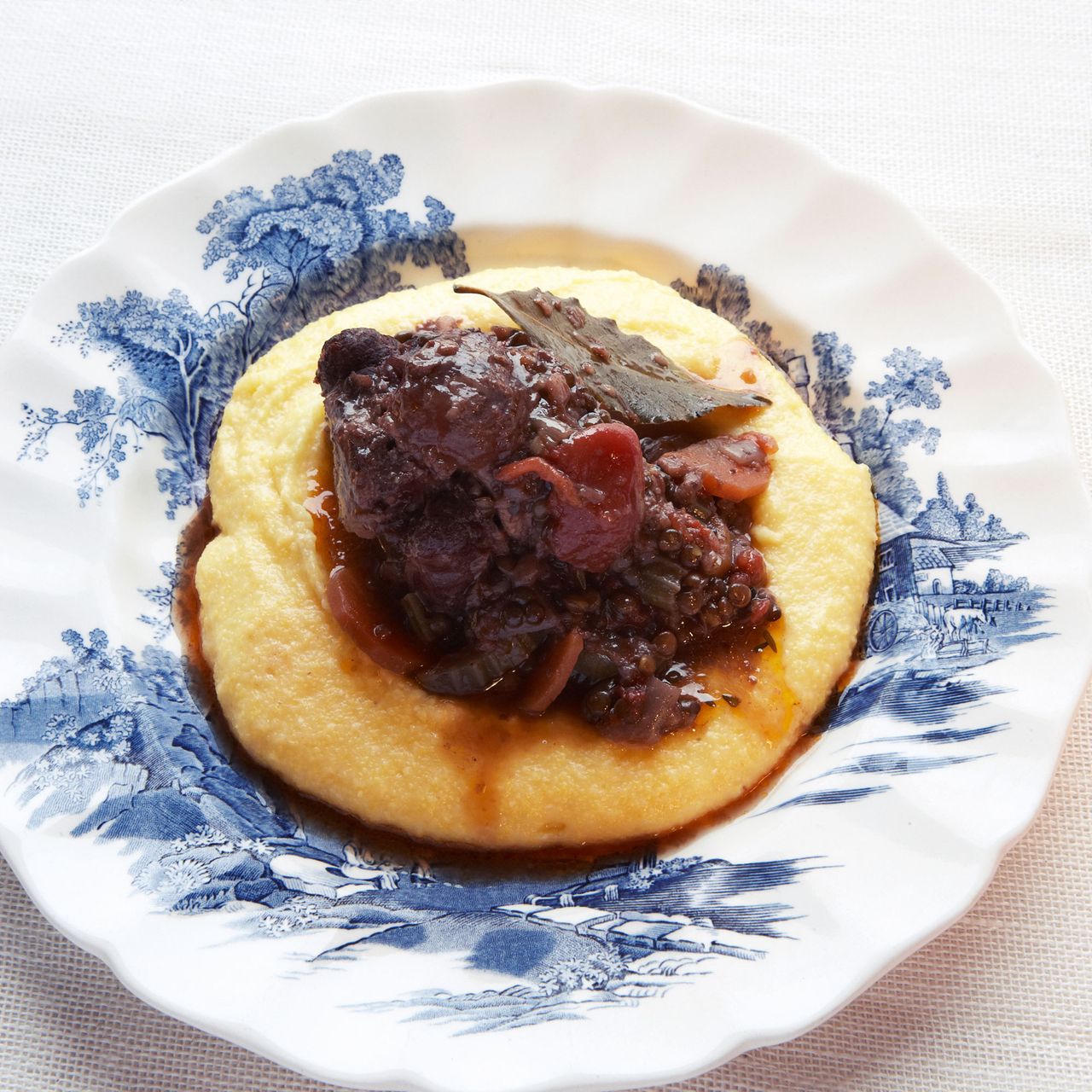 Oxtail stew and beluga lentils photo