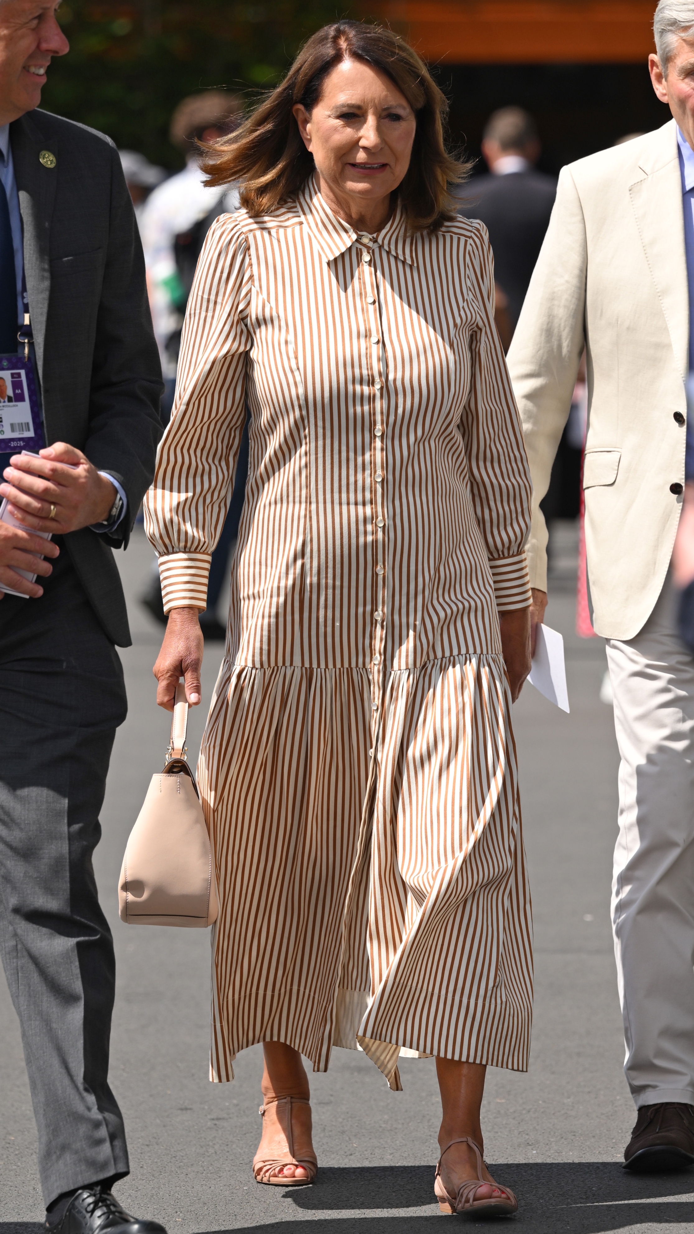 Carole Middleton attends day eight of the Wimbledon Tennis Championships at the All England Lawn Tennis and Croquet Club on July 07, 2025