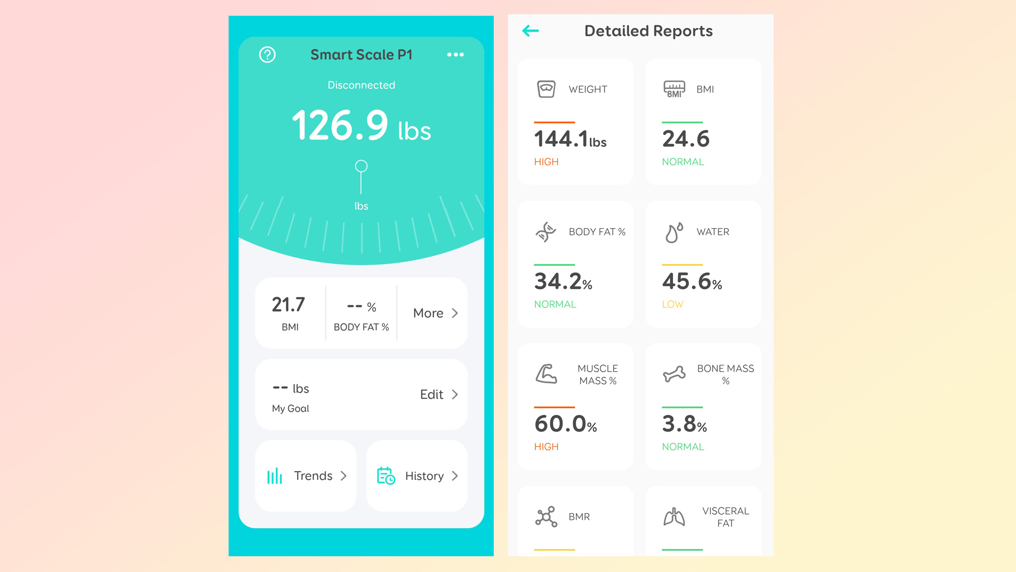 A screenshot from the Eufy Smart Scale app