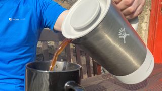 Hydro Flask 32oz Insulated French Press: pouring the coffee