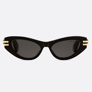 Dior black cat eye womens sunglasses gold hardware eyewear 