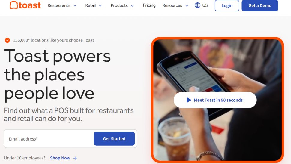 Website screenshot of Toast (February, 2026)