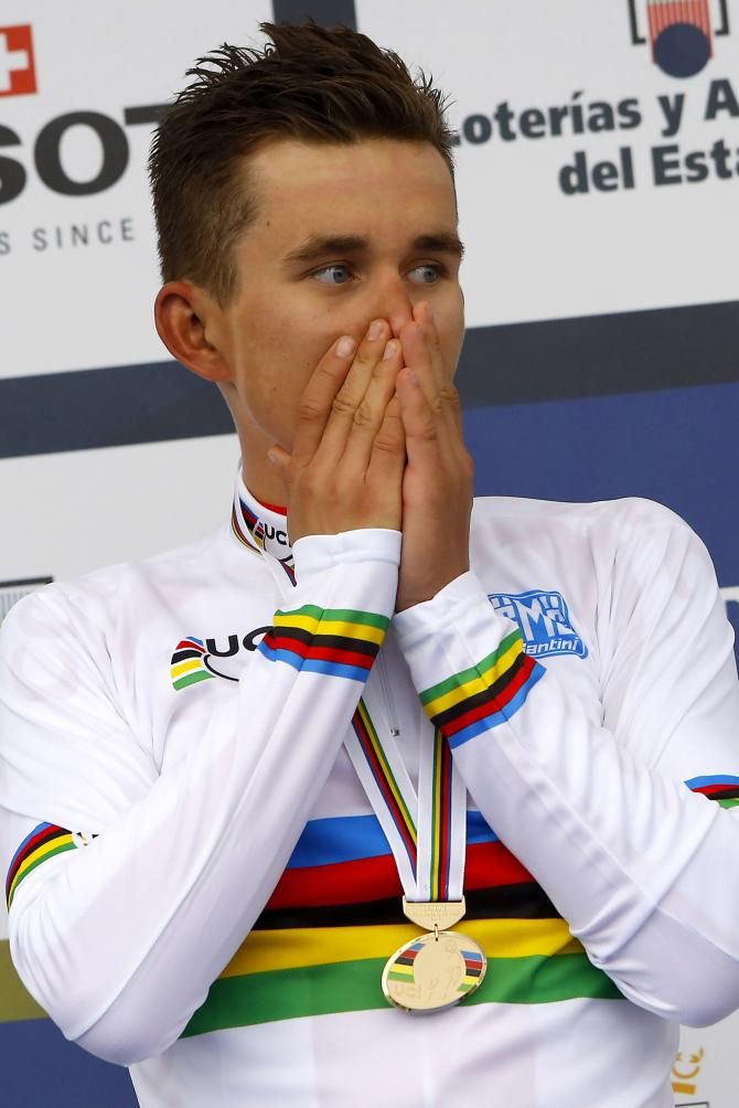 Michal Kwiatkowski (Poland) in his new rainbow jersey