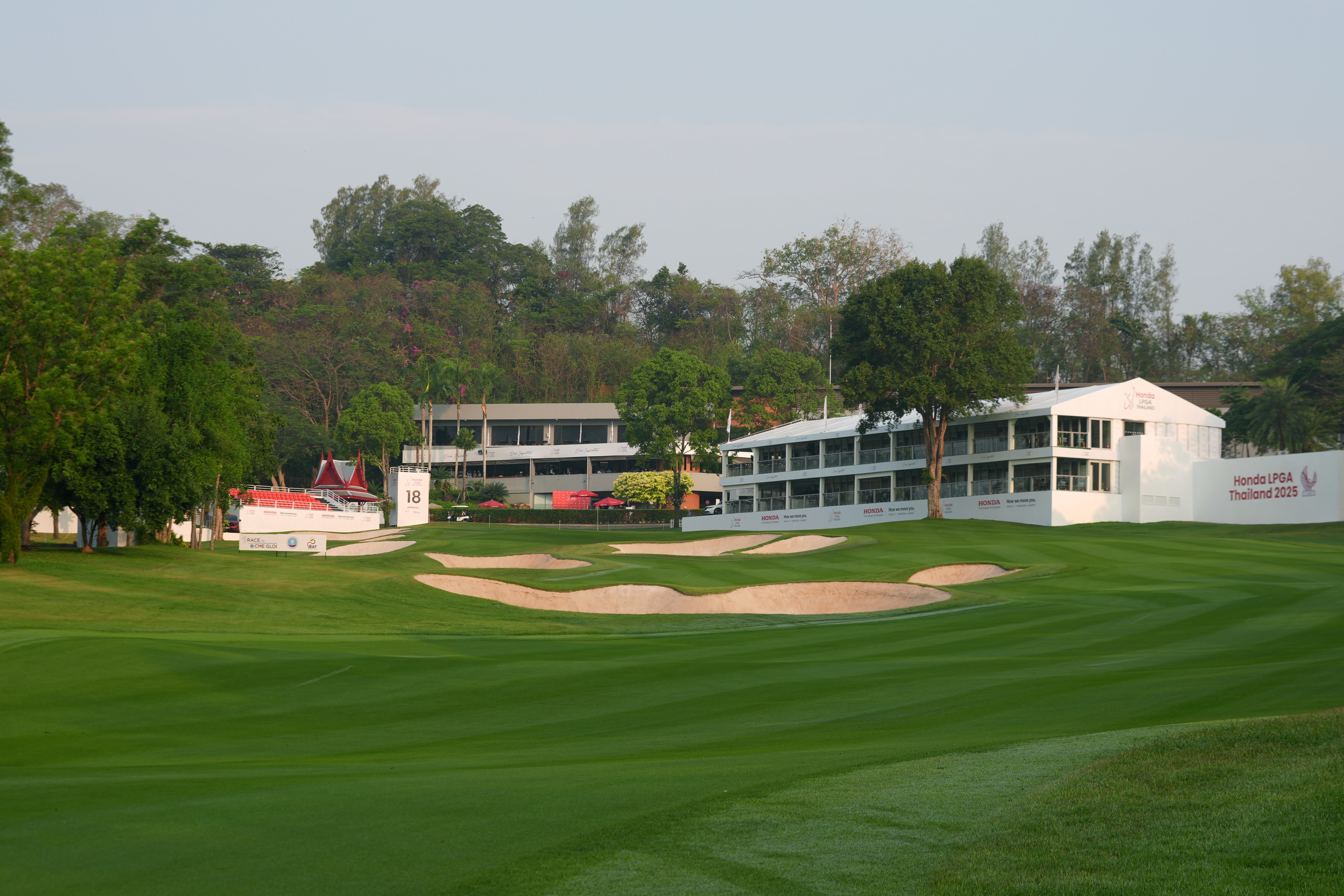 A general view up the 18th at Siam Country Club's Old Course during the 2025 Honda LPGA Thailand