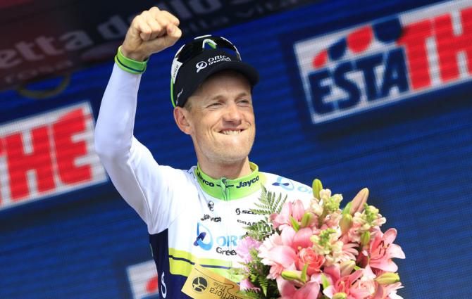 Pieter Weening (Orica - GreenEDGE) shows his delight after winning stage 9