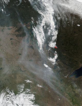 The Suomi NPP satellite took this photo of Canada's Fort McMurray wildfire on May 8, 2016.