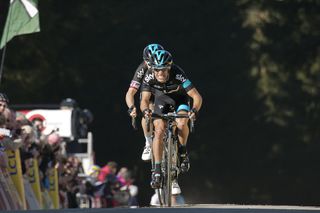 Richie Porte (front) sprints to win ahead of Geraint Thomas.