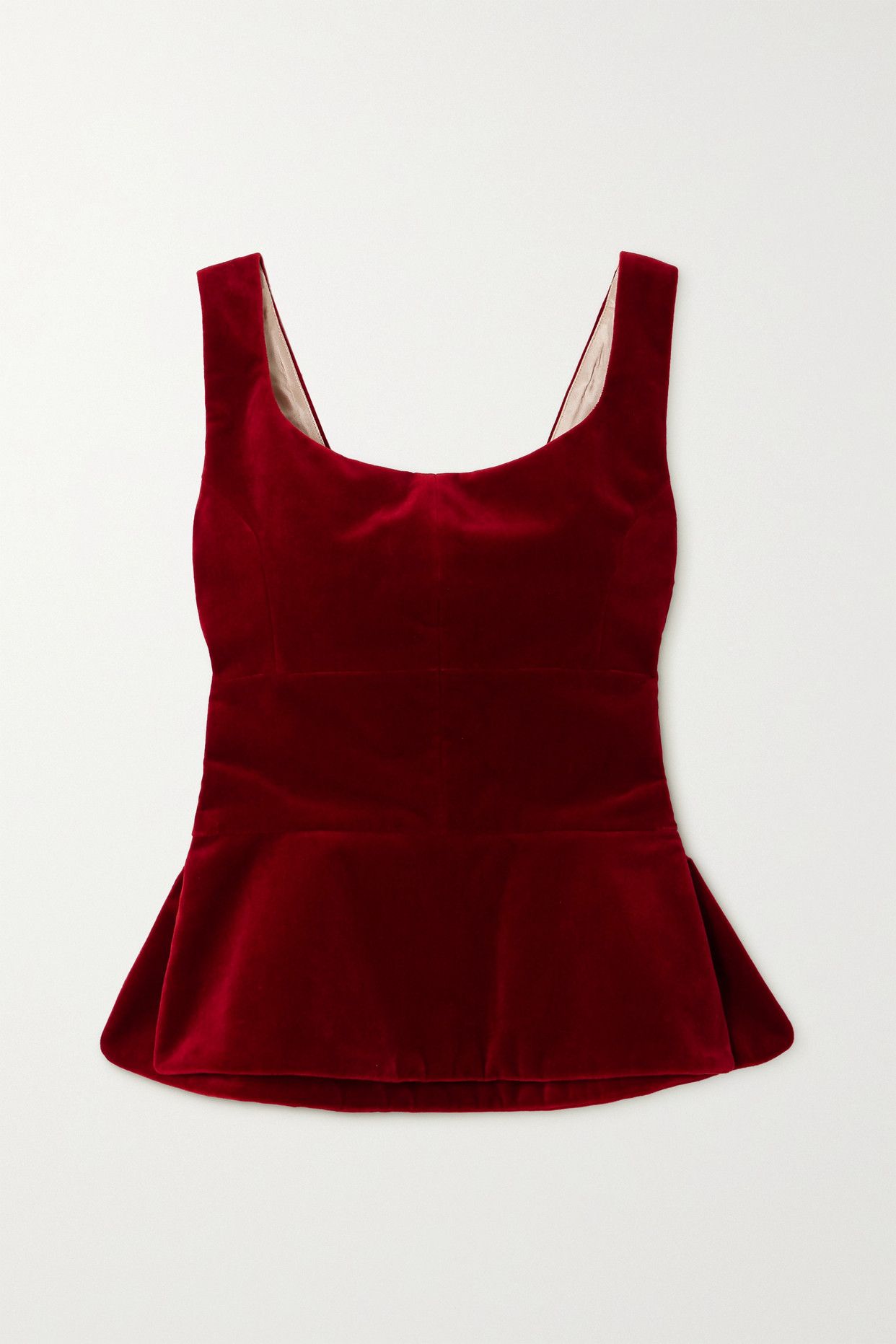 + NET SUSTAIN cotton-velvet peplum top