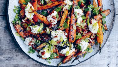 vegetarian BBQ recipe: chargrilled carrot and ricotta salad taken from Charred BBQ book