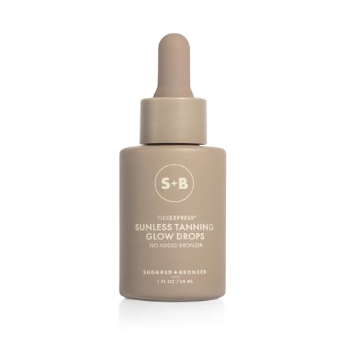 Sugared + Bronzed Sunless Tanning Glow Drops, Face and Body Self Tanner, Customizable for a Natural Glow, Clean Formula, Streak Free Self Tanning Serum, Suitable for All Skin Types, Vegan, 1 Fl Oz