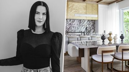 Interior designer Ali Budd and a kitchen featuring busy marble patterns