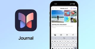 iOS 17 Journal app logo and screenshot on iPhone