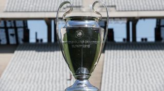 The UEFA Champions League trophy is pictured at the Ataturk Olympic Stadium, venue of the 2023 UEFA Champions League final, on 29 August, 2022 in Istanbul, Turkey.