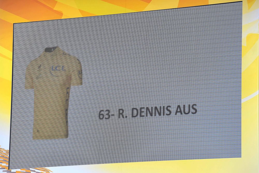 Dennis' result us flashed on the big board.