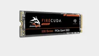 Seagate FireCuda 530 SSD on a grey background