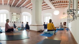 Yoga session at Trasierra, Spain