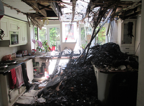 The kitchen was also badly damaged