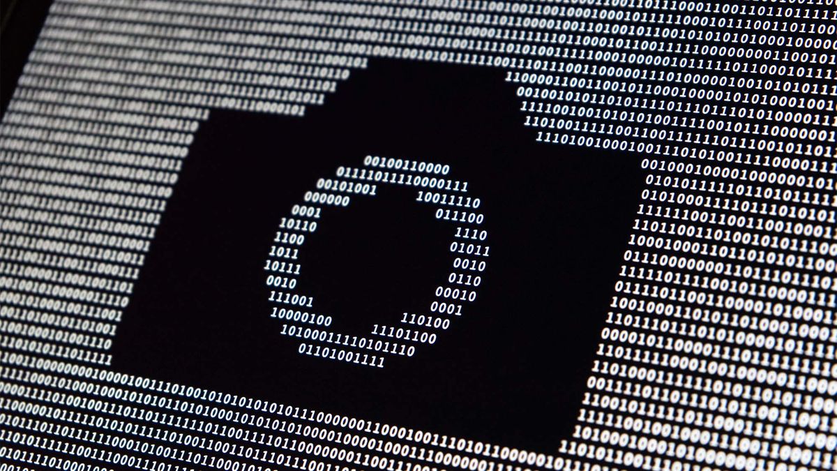 Camera icon made of binary code