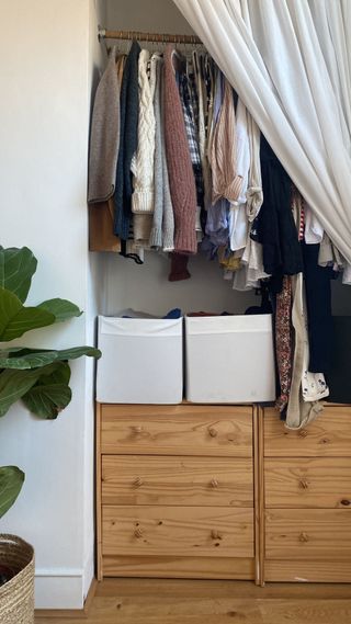 DIY closet with curtain for door