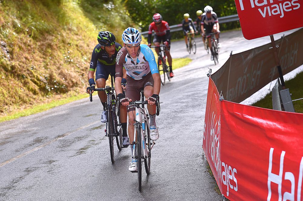 Romain Bardet climbs during stage 20