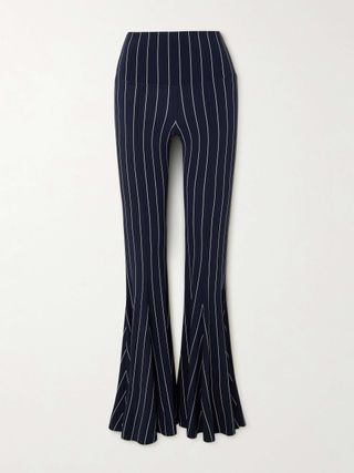 Fishtail Pinstriped Stretch-Jersey Flared Pants