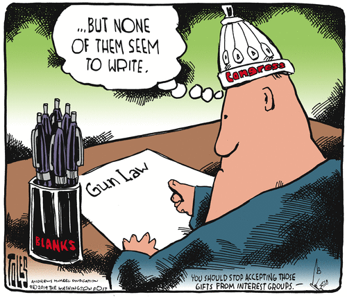 Political Cartoon U.S. Congress Lack of Gun Laws