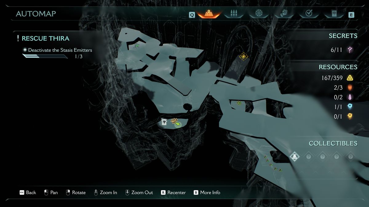 Doom: The Dark Ages Chapter 14 secrets - A map showing the location of a codex entry in a large cave.