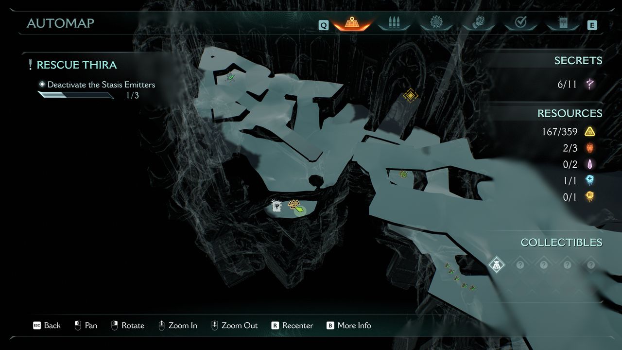 Doom: The Dark Ages Chapter 14 secrets - A map showing the location of a codex entry in a large cave.