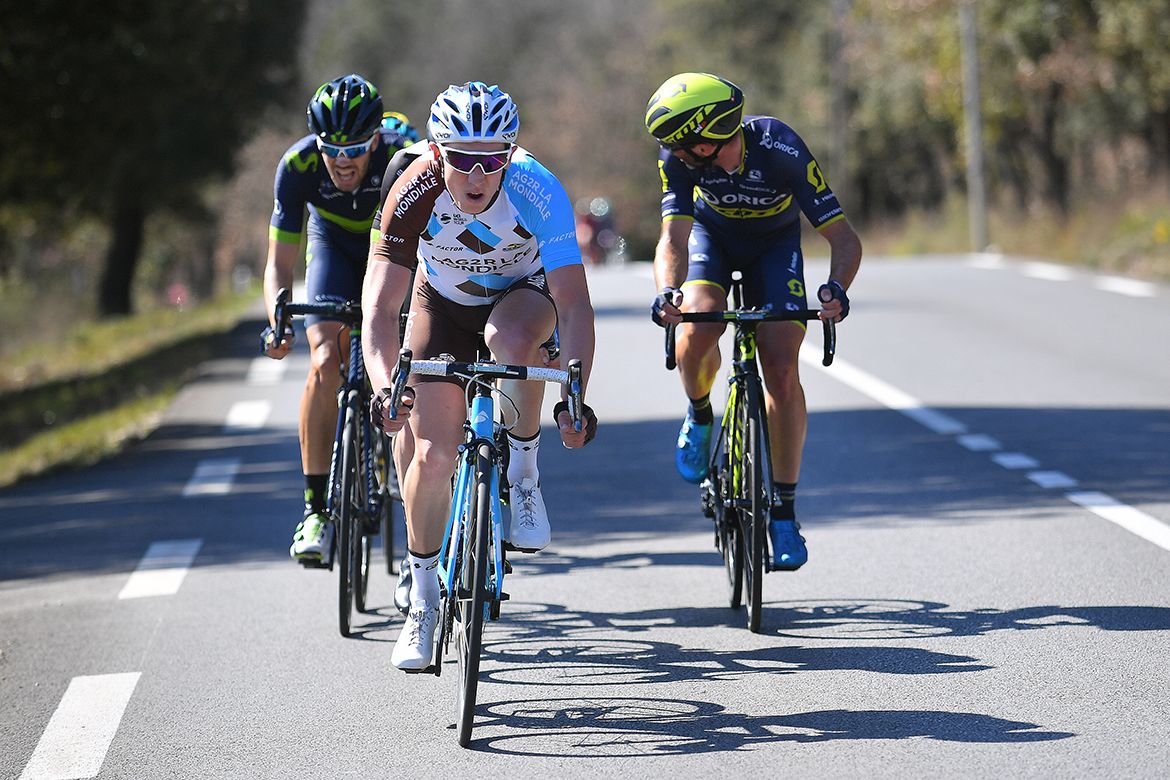Cyril Gautier (AG2R La Mondiale), Michael Albasini (Orica-Scott) and Jesus Herrada (Movistar)