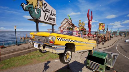 A screenshot of the upcoming PS5 game, Crazy Taxi World Tour 
