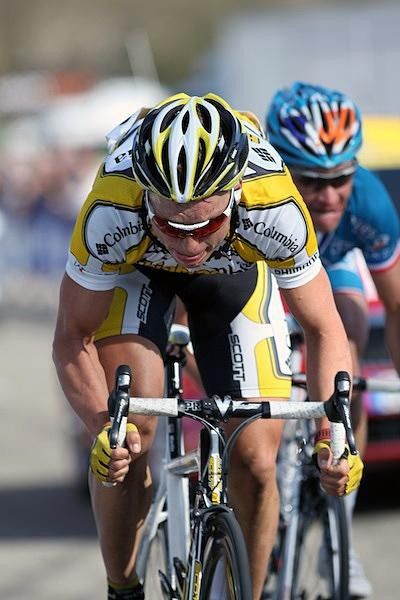 Tony Martin leads Voeckler but finished the day in third.