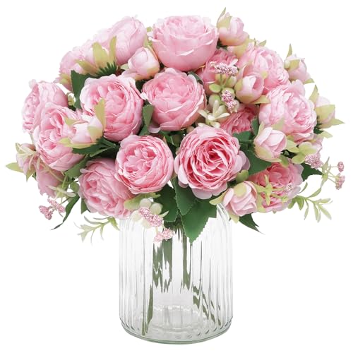 Martine Mall 2 Packs Peonies Artificial Flowers, Light Pink Artificial Peonies, Silk Peonies Flowers Fake Peonies Artificial Flowers Peonies Bouquet for Centerpiece Table Wedding Party Home Decor