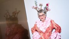 Prue Leith poses backstage ahead of the Vin + Omi show during London Fashion Week