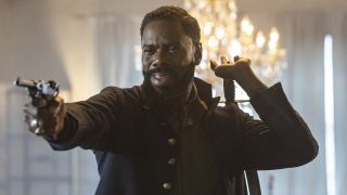 Victor Strand pointing gun at Will in Fear the Walking Dead Season 7 premiere