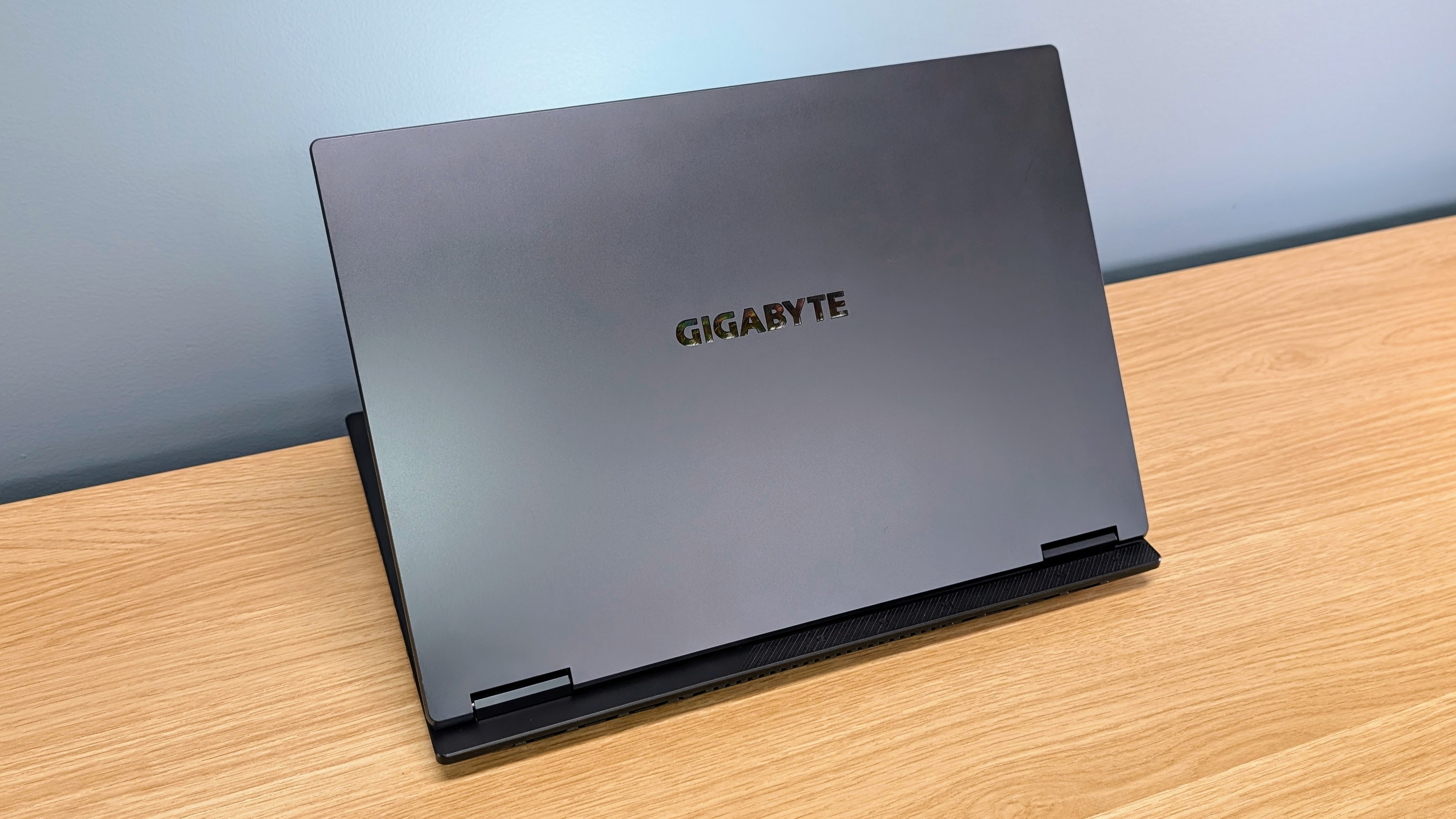 Gigabyte Gaming A16 Pro from the top rear with screen open