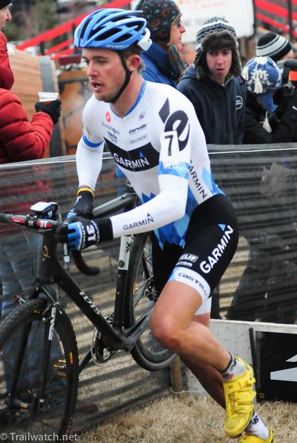 Danny Summerhill (Garmin Chipotle) running the barriers in 2nd place